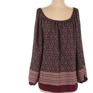 Nordstrom Bobeau long sleeve burgundy boho top size medium